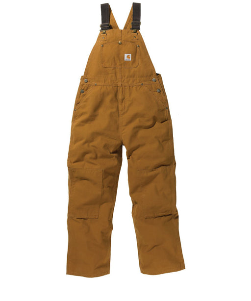 Carhartt Boys (8-16) Washed Canvas Duck Bib OVeralls in Carhartt Brown at Dave's New York