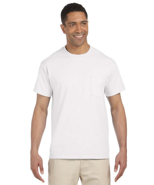 Gildan G230 Short Sleeve Ultra Cotton Pocket T-shirt in White at Dave's New York