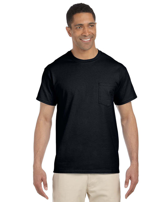 Gildan G230 Short Sleeve Ultra Cotton Pocket T-shirt in Black at Dave's New York