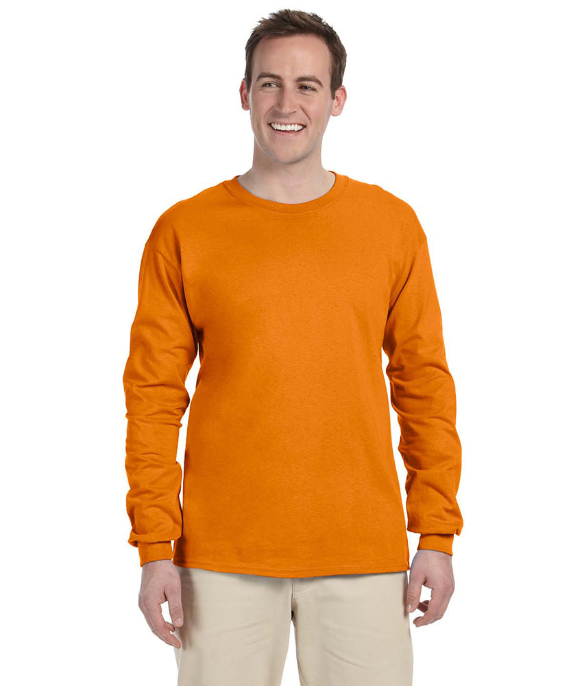 Gildan G240 Long Sleeve Ultra Cotton T-Shirt in Safety Orange Hi-Vis at Dave's New York