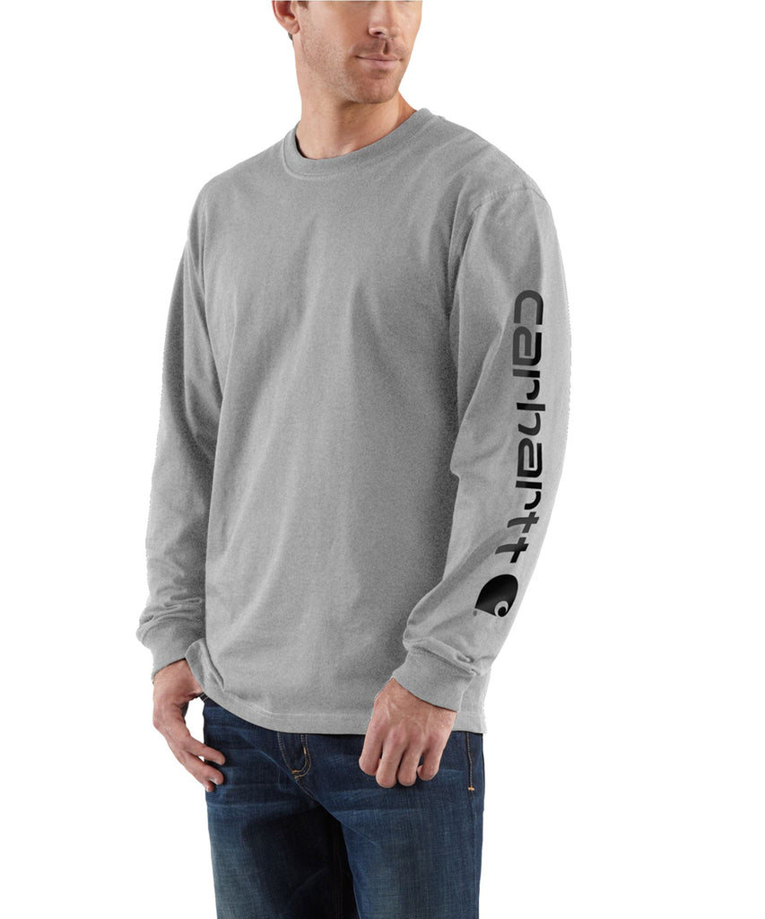 Dave\'s Signature York Grey Carhartt — Sleeve New - Heather Long-Sleeve Logo T-Shirt