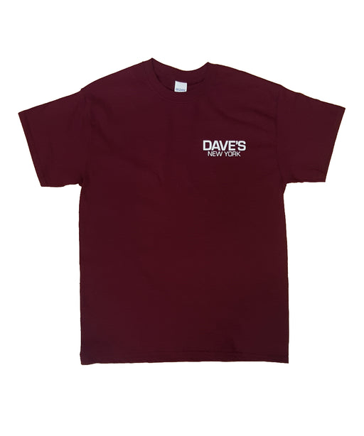 Dave’s New York Work Logo Short Sleeve T-Shirt - Maroon