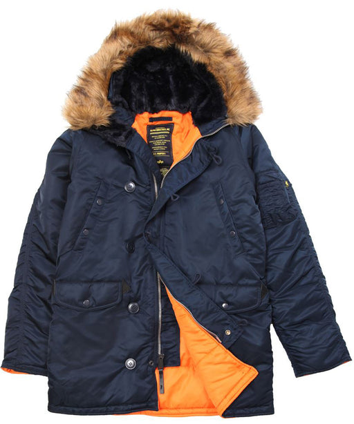 Alpha Industries Slim Fit N-3B Parka in Replica Blue at Dave's New York
