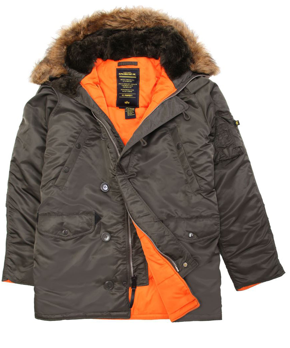 Alpha Industries Slim Fit N-3B Parka - Replica Grey — Dave's New York