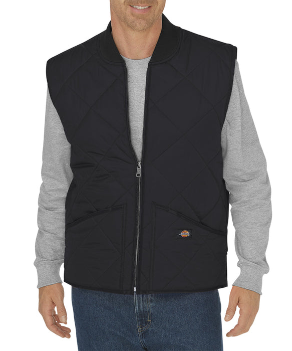 Dickies Diamond-Quilted Nylon Vest in Black at Dave's New York