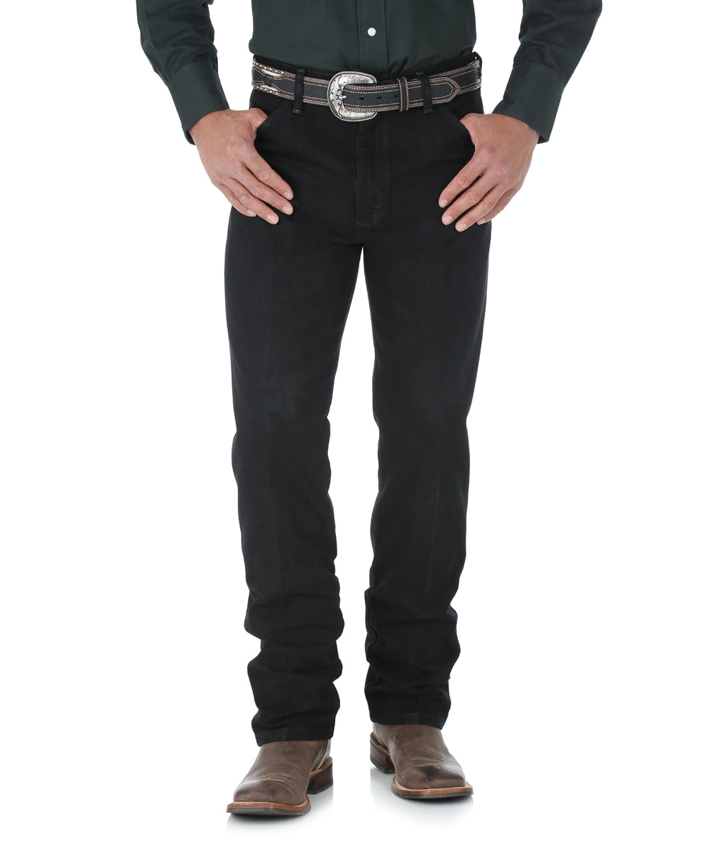 Black leather jeans pant 501 style classic boot cut rodeo cowboy custom  made GT