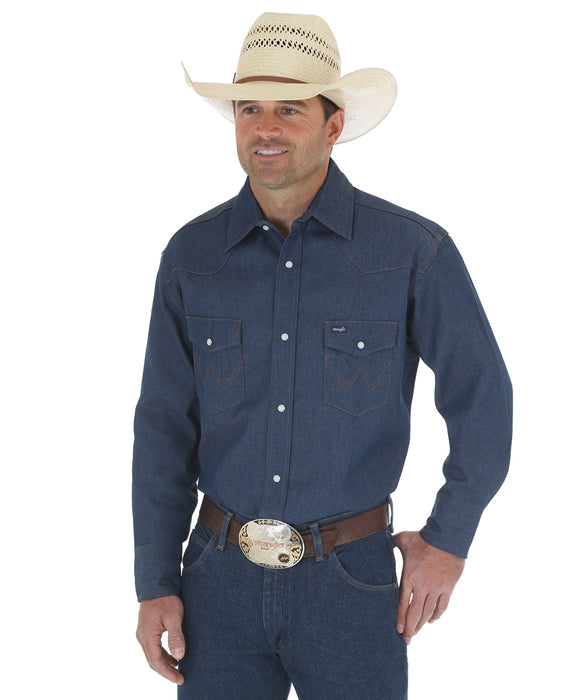 Wrangler Men's Cowboy Cut Rigid Denim Western Work Shirt Wrangler Men's Cowboy Cut Rigid Denim Western Work Shirt